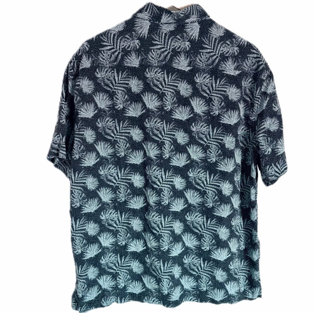 Nat Nast Mens Button Down Shirt Tropical Silk Blue Palm Tree Vacation Size Large - Picture 5 of 14
